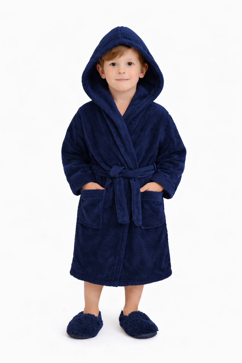 Peignoir enfant vlour 350g/m 100%coton clour Blo marin