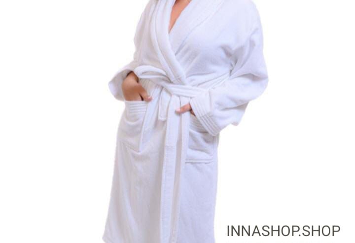 Peignoir velours 100%coton blanc