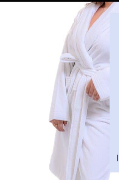 Peignoir velours 100%coton blanc