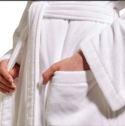 Peignoir velours 100%coton blanc