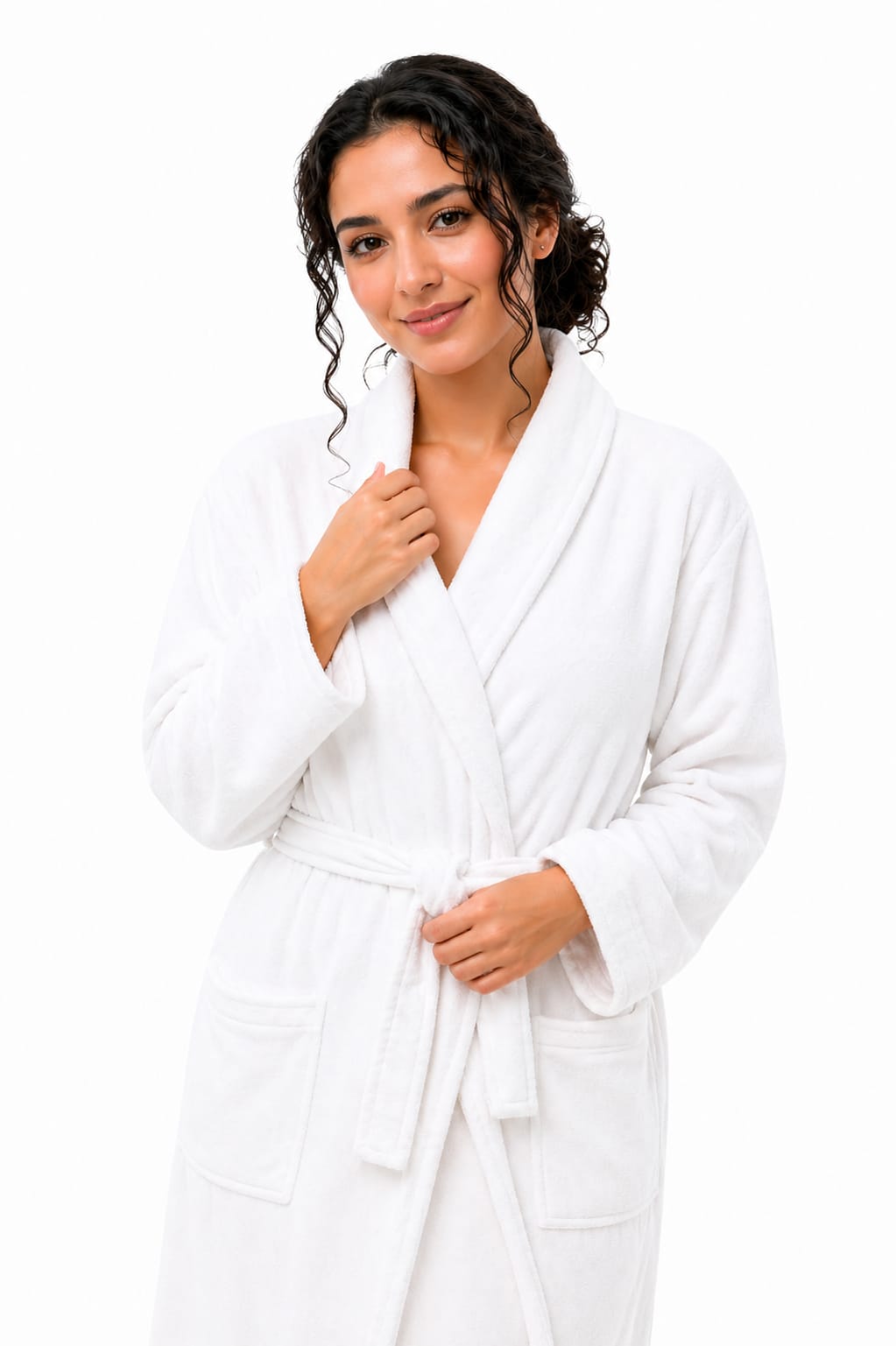Peignoir velours 100%coton blanc