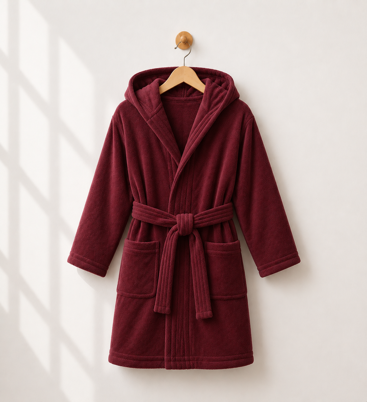 Peignoir enfant vlour 350g/m 100coton clour bordo