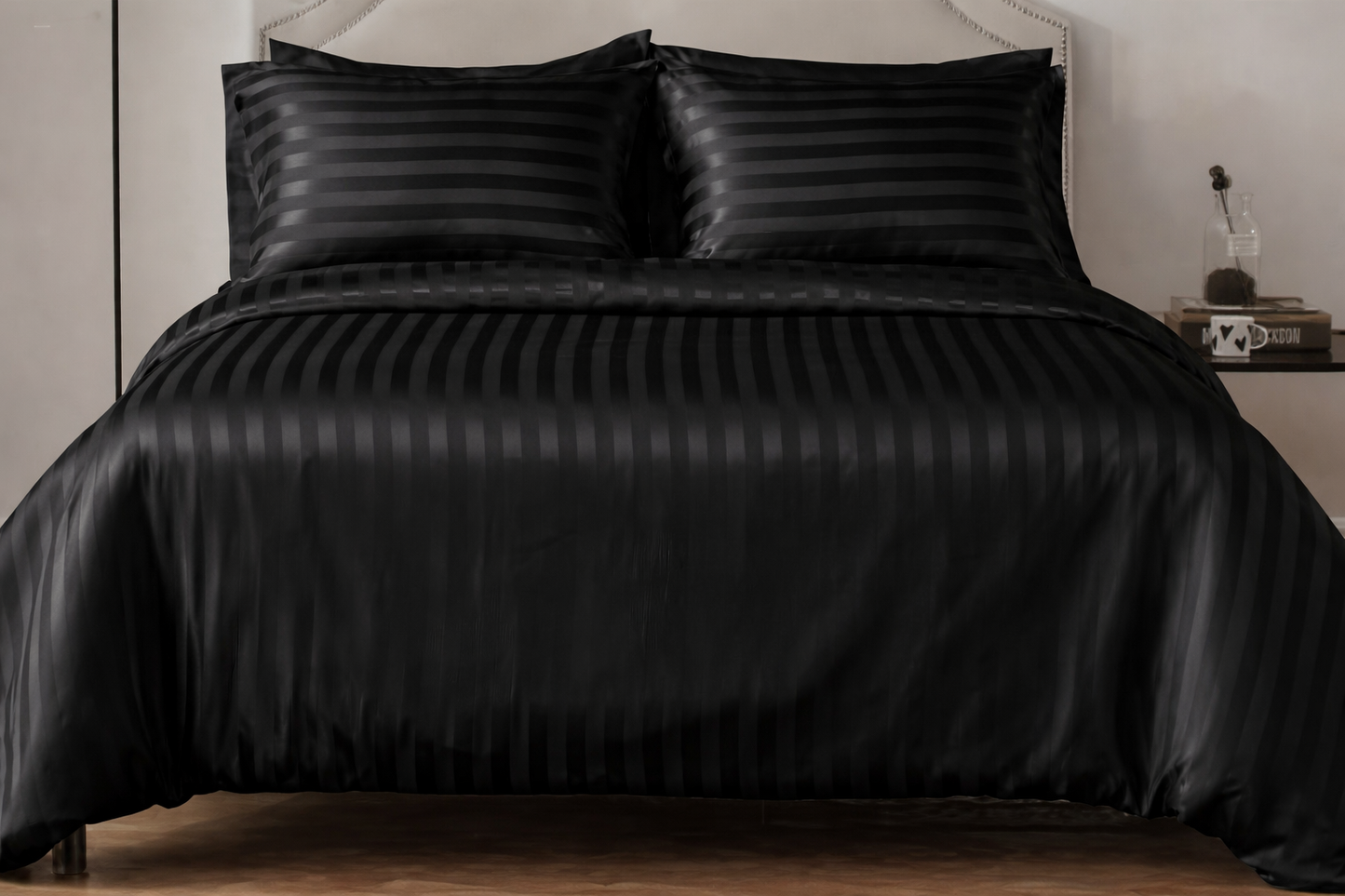 Pack housses de couet en coton satin noir 100%coton