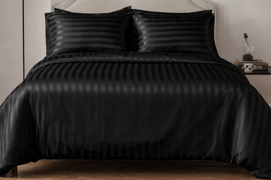 Pack housses de couet en coton satin noir 100%coton