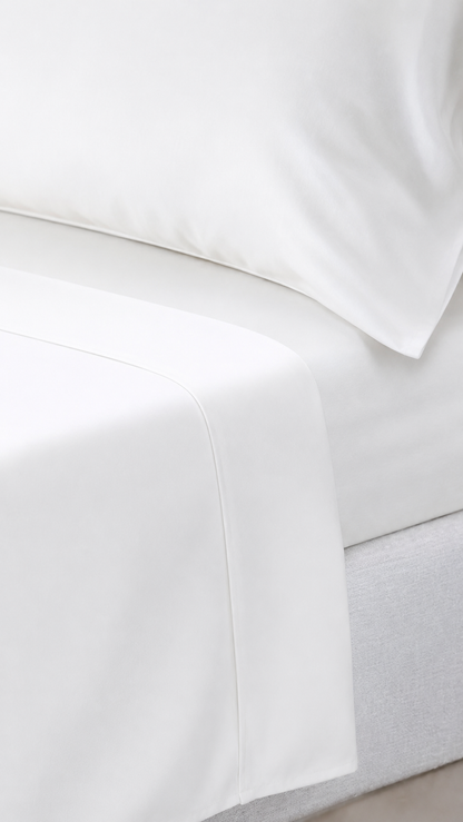 Draps Blancs Style Hôtel – Housse Matelas + 2 Taies d’Oreillers