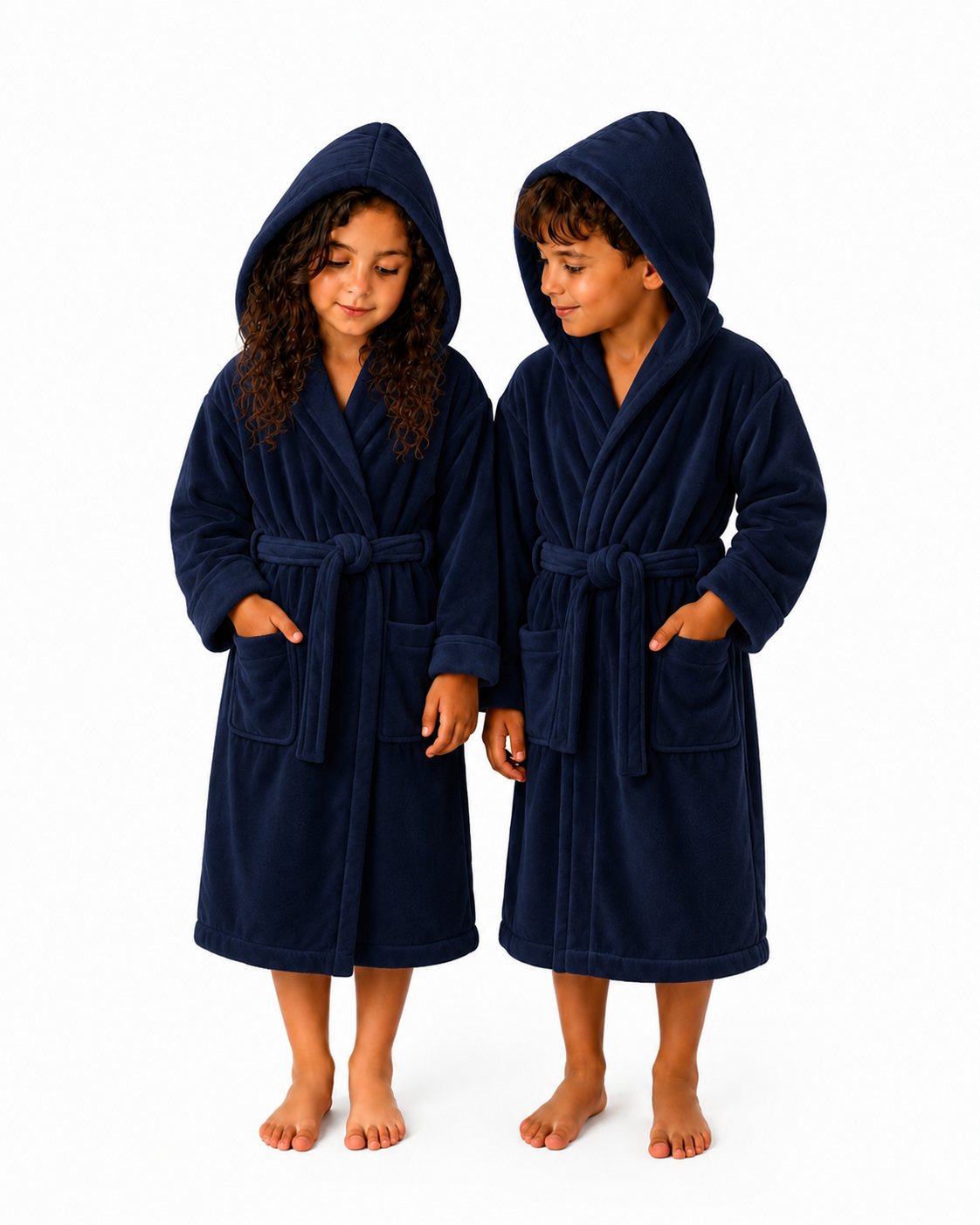 Peignoir enfant vlour 350g/m 100%coton clour Blo marin