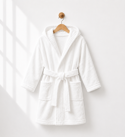 Peignoir enfant vlour 350g/m 100coton clour blanc