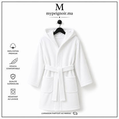 Peignoirs Enfant velours blanc 100%coton