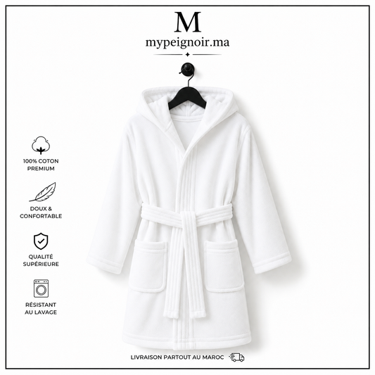 Peignoirs Enfant velours blanc 100%coton