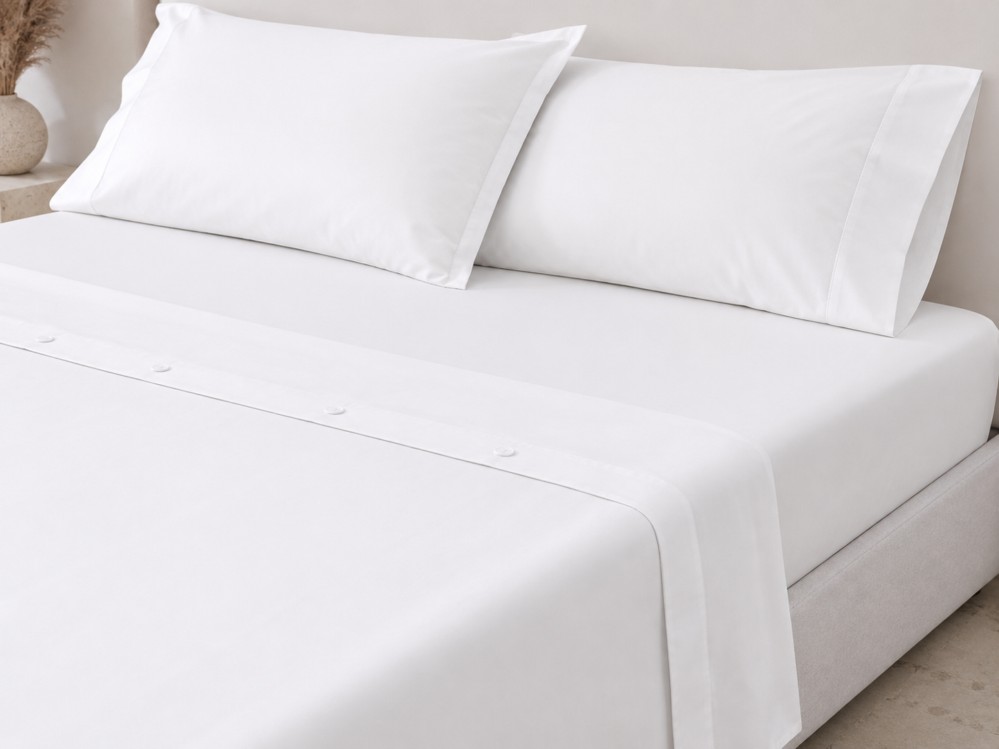 Draps Blancs Style Hôtel – Housse Matelas + 2 Taies d’Oreillers
