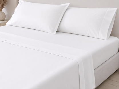 Draps Blancs Style Hôtel – Housse Matelas + 2 Taies d’Oreillers